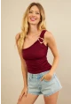 Kadın Bordo Tokalı Büzgülü Bluz AN6021