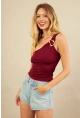 Kadın Bordo Tokalı Büzgülü Bluz AN6021