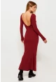 Kadın Bordo U Yaka Maxi Elbise EY1129