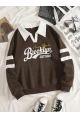 Kadın Brooklyn Retro Kolej Sweatshirt Kahverengi