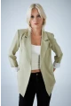Kadın Çağla Yeşili Çizgi Astarlı Blazer Ceket BES3049