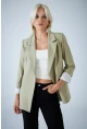 Kadın Çağla Yeşili Çizgi Astarlı Blazer Ceket BES3049