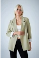 Kadın Çağla Yeşili Çizgi Astarlı Blazer Ceket BES3049