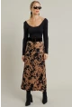 Kadın Camel Desenli Saten Etek CAR1060