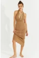 Kadın Camel Sırtı Açık Triko Maxi Elbise SF2505