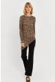 Kadın Camel-Siyah Asimetrik Leopar Tunik MLPP1186-1