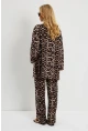 Kadın Camel-Siyah Leopar Desenli Kimono Takım GÇ163