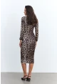 Kadın Camel-Siyah Leopar Midi Elbise RLO78