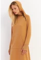 Kadın Camel Yakası Fermuarlı Maxi Sweat Elbise TF12