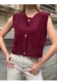 Kadın Cep Detay Düğmeli Bordo Yelek