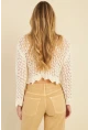 Kadın Ekru Ajurlu Triko Bluz MZU603