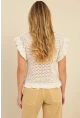 Kadın Ekru Ajurlu Triko Bluz ZU607