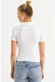 Kadın Ekru Aksesuarlı Crop Bluz COL3008