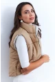 Kadın Ekru-Camel Çift Taraflı Şişme Kısa Yelek MX12