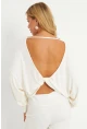 Kadın Ekru Düğüm Detaylı Bluz GÇ176