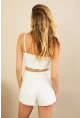 Kadın Ekru Fiyonklu Crop Bluz KED0089