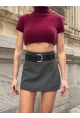 Kadın Gri Kemerli Şort Etek
