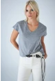 Kadın Gri V Yaka T-Shirt LPP1311