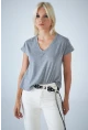 Kadın Gri V Yaka T-Shirt LPP1311