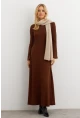 Kadın Kahverengi Basic Maxi Elbise COL30