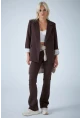Kadın Kahverengi Çizgi Astarlı Blazer Ceket BES3049