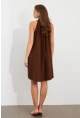 Kadın Kahverengi Halter Yaka Midi Elbise NH5029
