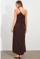 Kadın Kahverengi Maxi Basic Elbise İRE1012