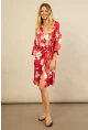 Kadın Kırmızı Desenli Kimono BTY105