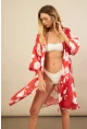 Kadın Kırmızı Desenli Kimono BTY105