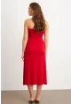 Kadın Kırmızı Halka Detaylı Midi Elbise EY3089