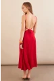 Kadın Kırmızı Sırtı Açık Halter Yaka Midi Elbise AN7036