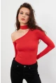 Kadın Kırmızı Tek Omuz Bluz EY3125