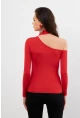 Kadın Kırmızı Tek Omuz Bluz EY3125
