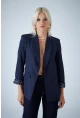 Kadın Lacivert Astarı Desenli Blazer Ceket BES3049