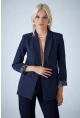 Kadın Lacivert Astarı Desenli Blazer Ceket BES3049