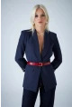 Kadın Lacivert Astarı Desenli Blazer Ceket BES3049