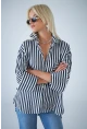 Kadın Lacivert Çizgili Cepli Gömlek ELN601