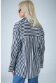 Kadın Lacivert Çizgili Cepli Gömlek ELN601