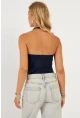 Kadın Lacivert Sırtı Açık Çıtçıtlı Body LPP1295