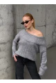 Kadın Madonna Yaka Triko Gri