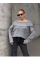 Kadın Madonna Yaka Triko Gri