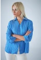 Kadın Mavi Çizgili Gömlek ELN602