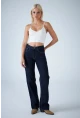 Kadın Mavi Yüksel Bel Düz Kesim Jean TSS488