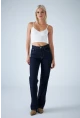 Kadın Mavi Yüksel Bel Düz Kesim Jean TSS488