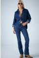 Kadın Mavi Orta Bel İspanyol Paça Jean TSS2023-1