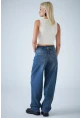 Kadın Mavi Yüksek Bel Baggy Jean TSS388