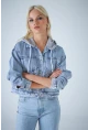 Kadın Mavi Kapüşonlu Denim Ceket TSS100