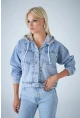 Kadın Mavi Kapüşonlu Denim Ceket TSS100
