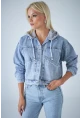 Kadın Mavi Kapüşonlu Denim Ceket TSS100
