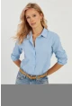 Kadın Mavi Taş Detaylı Gömlek ZER402
